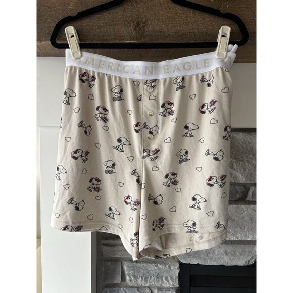 American Eagle Peanuts Snoopy Pajama Set Size XXL Heart Valentine Love Cozy Prep - Picture 8 of 13